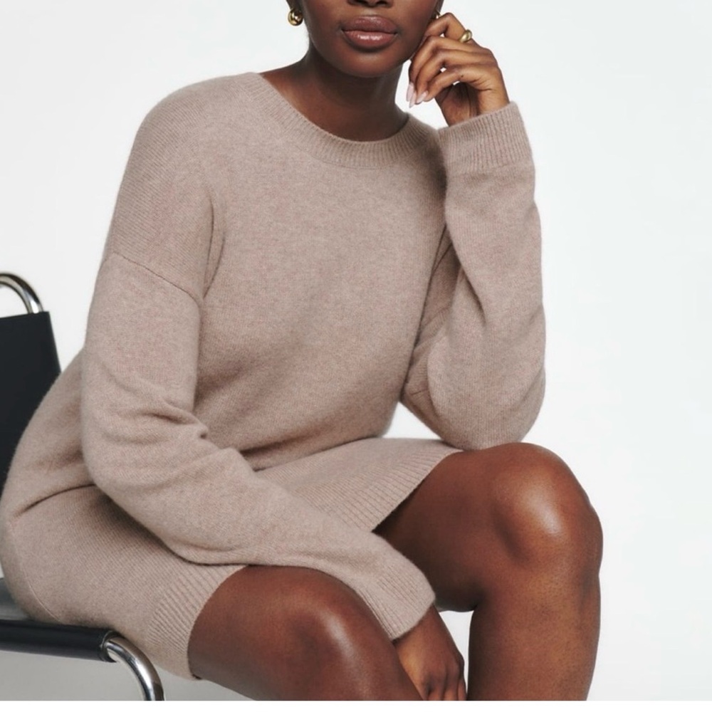Reformation Henrietta Cashmere Dress cream/tan size M